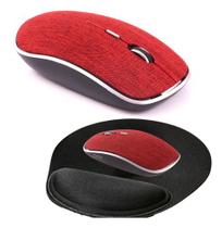 Mouse Sem Fio 1600 Dpi Ms600 Vermelho Ergonômico + Mousepad