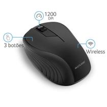 Mouse Sem Fio 2.4 Ghz 1200 Dpi 3 Botões Preto Usb Multilaser - MO212