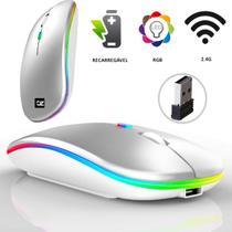 Mouse Sem Fio 2.4 ghz Optico Recarregável Gamer USB Led Rgb Wirelles Usb Notebook - OPEN ZEE