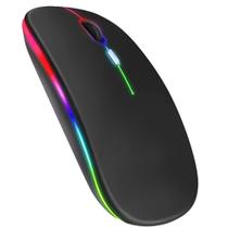 Mouse Sem Fio Bluetooth e 2.4G RGB Recarregável Silencioso Ergonômico 1600DPI