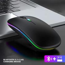 Mouse sem fio bluetooth portátil, carregamento luminoso, 2.4g, usb, tablet, telefone, computador