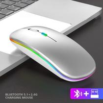 Mouse sem fio bluetooth portátil, carregamento luminoso, 2.4g, usb, tablet, telefone, computador
