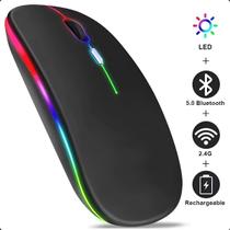 Mouse Sem Fio Bluetooth RGB Ergonômico Recarregável Gamer Silencioso DPI Ajustável Dual Mode Mouse Sem Fio Bluetooth RGB Ergonômico Recarregável Gamer Silencioso DPI Ajustável Dual Mode