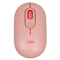 Mouse sem fio bluetooth/wireless ms604 oex retro rosa