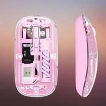 Mouse Sem Fio Bluetooth / Wireless Recarregável Silencioso Para Notebook Rosa Transparente