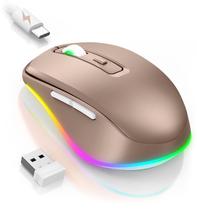 Mouse sem fio Jiggler PEIOUS LED recarregável cor dourada