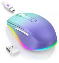 Mouse sem fio Jiggler PEIOUS LED recarregável gradiente roxo