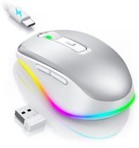 Mouse sem fio Jiggler PEIOUS LED recarregável prateado