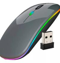 Mouse Sem Fio Led Optico Recarregável Wireless 2.4GHz Cinza
