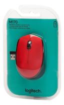 Mouse Sem Fio Logitech M170 Com Pilha Inclusa - Vermelho
