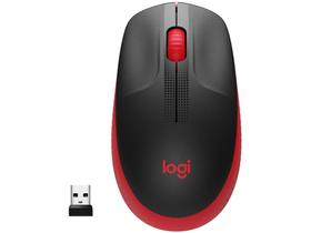 Mouse sem Fio Logitech Óptico 1000DPI 3 Botões - M190 Vermelho