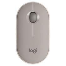 Mouse Sem fio Logitech Pebble M350, 1000 DPI, USB, 3 Botões, Bluetooth, Pilha Inclusa, Cinza Areia - 910-006658