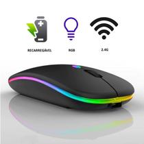 Mouse Sem Fio Óptico 1600dpi Usb Wireless 2.4ghz Recarregável Pc Notebook Computador Tv Smart (Preto)