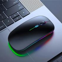 Mouse Sem Fio Óptico Preto Liso LED RGB - Genérico