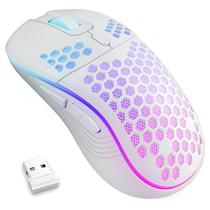 Mouse sem fio para jogos MELOGAGA Honeycomb 2.4G USB RGB branco