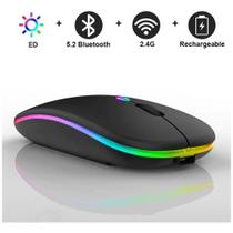 Mouse Sem Fio Para Notebook Bluetooth Recarregável Led Rgb - LEHMOX