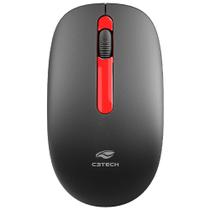 Mouse Sem Fio, Plug And Play, 1.200 DPI, M-W15RBK, C3Tech - Preto e Vermelho