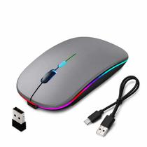 Mouse Sem Fio Recarregável Ergonômico Led Rgb PC Tablet Notebook Usb Wireless