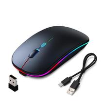 Mouse Sem Fio Recarregável Ergonômico Led Rgb PC Tablet Notebook Usb Wireless