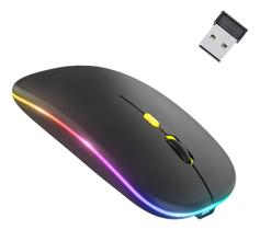 Mouse Sem Fio Recarregável Wireless Led Longa Duração 2.4ghz Cor Preto
