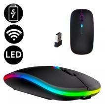 Mouse Sem Fio Recarregável Wireless Led Longa Duração 2.4ghz Preto