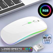 Mouse sem fio rgb luz led wireles modo duplo recarregavel ergonomico