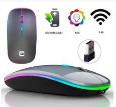 Mouse sem fio RGB Recarregavel para Tablet Notebook PC