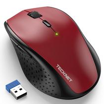 Mouse sem fio TECKNET 2.4G USB 4800 DPI 30 meses Bateria vermelha