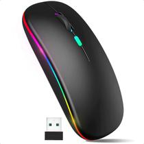 Mouse sem fio Ultra Slim Recarregável LED RGB Óptico 1200 DPI