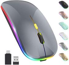 Mouse Sem Fio Usb Recarregável Bluetooth Led Rgb Ergonômico