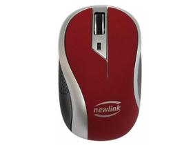 Mouse Sem Fio Wave Vermelho 1600Dpi Usb Nano 2,4Ghz Newlink