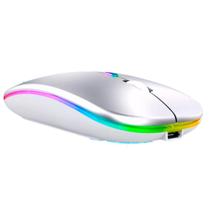 Mouse Sem Fio WiFi 2.4Ghz e Bluetooth 5.2 Recarregável Com LED RGB Compatível com Celular Notebook Tablet e Computador