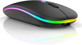 Mouse Sem Fio Wireless- Preto Com Bateria Interna Recarregavel 2,4 Ghz Led RGB, tablet notebook