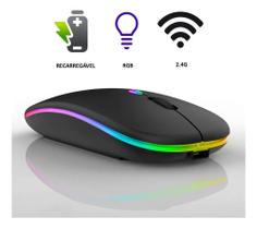 Mouse Sem Fio Wireless Preto Liso LED RGB Mouse Sem Fio Wireless Preto Liso LED RGB