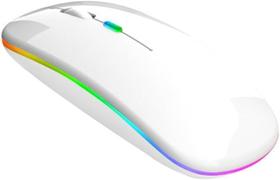Mouse Sem Fio Wireless Recarregável 2 Em 1 Wifi E Bluetooth Cor Branco