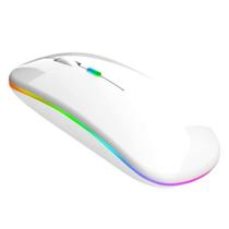Mouse Sem Fio Wireless Recarregável RGB Gamer 1600dpi Branco