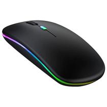 Mouse Sem Fio Wireless Recarregável RGB Gamer 1600dpi (Preto