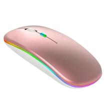 Mouse Sem Fio Wireless Recarregável RGB Gamer 1600dpi (Rosa)