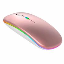 Mouse Slim S/Fio - Pc Bluetooth Recarregável Led Rgb E-1300 Pro - Gold
