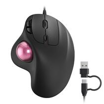 Mouse Trackball Nulea M509 com fio, design ergonômico, rosa