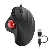 Mouse Trackball Nulea M509 com fio, design ergonômico, vermelho