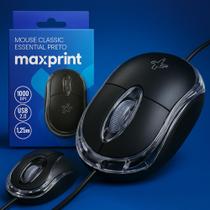 Mouse USB Classic Essential 1000DPI Preto e Transparente