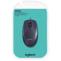 Mouse USB Logitech Confortable M100 C/ Fio 1000 DPI - Preto