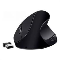 Mouse Vertical Ergonômico Conforto Sem Fio Recarregável Usb Preto Previne Dores