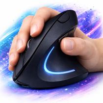 Mouse Vertical Ergonômico Sem Fio Bluetooth e USB 2.4G Silencioso, DPI Ajustável, Reduz Tensão no Pulso, Portátil e Confortável Mouse Vertical Ergonômico Sem Fio Bluetooth e USB 2.4G Silencioso, DPI Ajustável, Reduz Tensão no Pulso, Portátil e Confortável