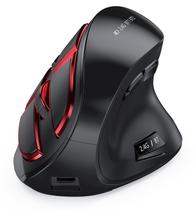 Mouse vertical sem fio com sensor ergonômico recarregável vermelho