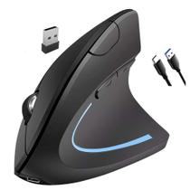 Mouse Vertical Sem Fio Usb Ergonômico Silencioso Recarregável Wireless / Bluetooth 2400Dpi