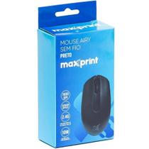 Mouse Wireless Sem Fio Airy 2.4g 1600dpi Preto 10 Metros Maxprint