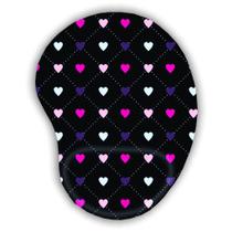 Mousepad com apoio Coração Preto Branco Rosa