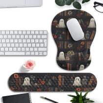 Mousepad com descanso de pulso: tema de Halloween do Ghost Book